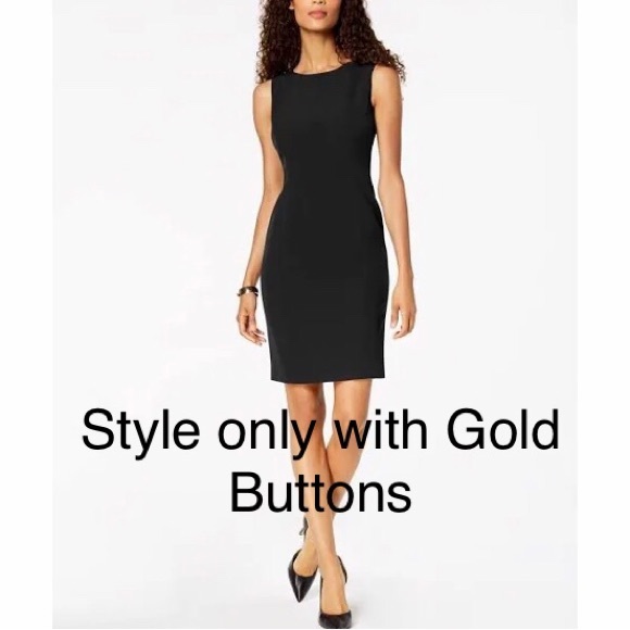 Ms Claus Vintage Black Sheath Dress with Gold Buttons V-Back Fully Lined  Size12 - Picture 2 of 11